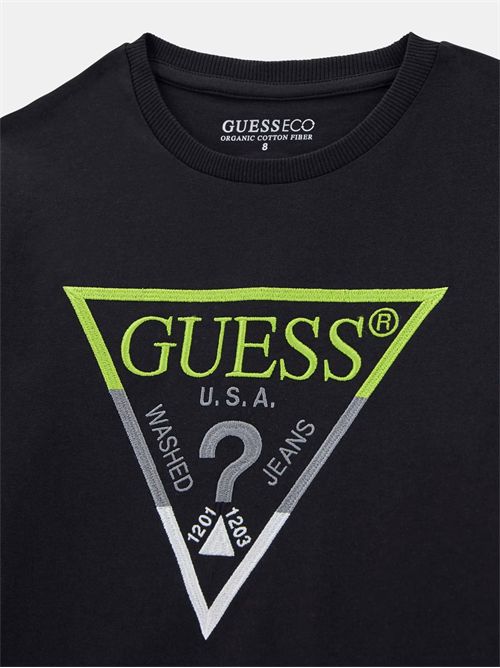 T-shirt logo triangolo ricamato GUESS | L5YI06K8HM4/JBLK